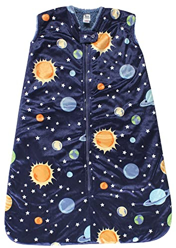 Hudson Baby Unisex Baby Mink with Sherpa Inner Sleeping Bag, Sack, Blanket, Solar System, 18-24 Months