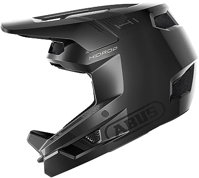 ABUS Downhill Helm HiDrop – ASTM-zertifizierter Fullface Helm mit ABS-Außenschale für MTB: Downhill, Enduro und Bikepark – für Erwachsene und Jugendliche – Schwarz, Größe S