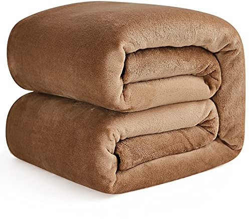 EHEYCIGA Extra Large Fleece Throw Blanket for Sofa 270x230cm, Camel | Soft Fluffy Blanket for Bed, Warm Large Throws for Adults, Fit All Season