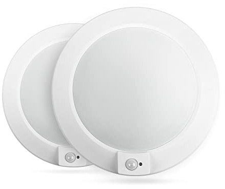 ECOELER PIR Motion Sensor Ceiling Light, 3CCT Selectable Occupancy Light with Time Countdown & Light Sensor, 16W 1000Lm, Hard-Wired Motion Light for Garage, Hallway, Stairwell, 2Pack