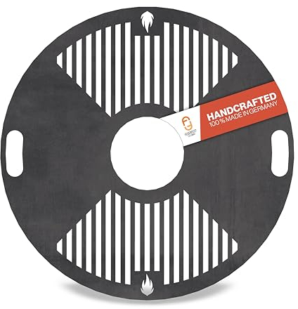 Feuerfest 123 Grillplatte rund I Ø 60cm I Feuerplatte aus Feinkorn-Stahl I Massive Plancha-Platte mit 4mm Stärke I Grillaufsatz für Feuerschale, Feuertonne, BBQ-Grilltonne & Kugelgrill