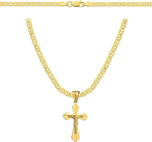 OPRAVA Goldkette Herren 585, Kette Herren 925/585 - Königskette - Kreuz Kette 45 cm- Goldkette Kreuzkette, Herren Schmuck, Geschenk Freund, Herren Geschenke Geburtstag - Halskette Herren