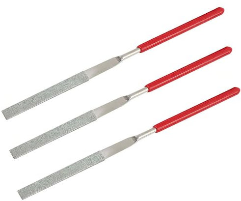 3 lime piatte ad ago diamantate da 3 mm x 140 mm, grana 120, per metallo, vetro, pietra, creazione di gioielli e utensili manuali