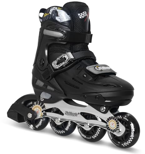 Kids Inline Skates Adjustable Light up Wheels Blades Roller for Boys Girls- Black for Teenagers Youth Racing Car Decorations Indoor Outdoor Birthday Gift for Son and Grandson