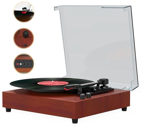 XoTiq Giradischi, Giradischi Bluetooth, Giradischi in Vinile con 2 Altoparlanti Stereo, Giradischi Portatile per Valigia, Riproduzione Wireless, Giradischi per Valigia USB Bluetooth con Altoparlanti