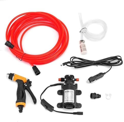 CROWNSHOP 12V Car Washer Portable Water Pump Kit Sprayer Cleaner Hose Van High Pressure for Car Home Garden Wash
