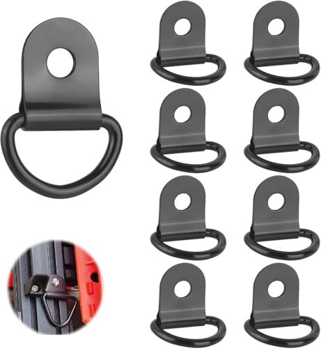 Qaum 10 Pcs Anneaux d'Arrimage en Acier Inoxydable en D - en Acier Inoxydable - pour Remorque - 36 X 4,5 Mm - Noir - avec Vis avec Charge De 100 Kg - Durable - pour Camion, Mécanique, Camping