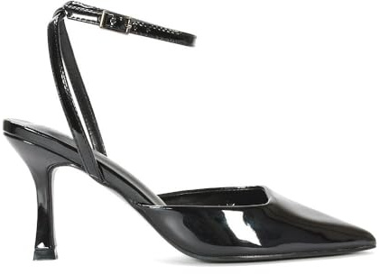 Women's Strappy Ankle Strap Court Shoes Ladies Stiletto High Heel Point Toe Evening Party Black Patent Classic Pumps Shoes Size 5