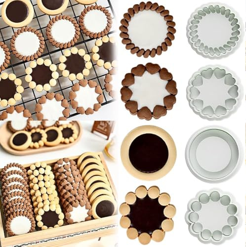 Keksstempel-Set, 3D-Blumen-Ausstechformen, Schokolade, Sandwich, Keksausstecher, Marmelade, Keksausstecher, Plungerform, DIY-Fondant-Stempel, Keksformen zum Backen, 4 Stück