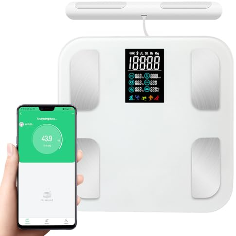 TECKZOON Körperfettwaage, Smarte Personenwaage mit 8 Elektroden & Handsensoren, Digitale Waage für Körperfett, BMI & Muskelmasse, 25 Körperdaten Analysegerät bis 180 kg / 400 lbs