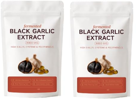 Fermenterad lagrad svart vitlöksextrakt︱Naturlig svart vitlök | Stöd för vitalitet︱Balanssmältning︱Lätt att använda︱60 Count