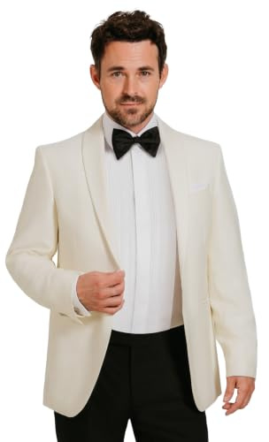 Dobell Mens White Tuxedo Dinner Jacket Regular Fit Shawl Lapel One Button-44R