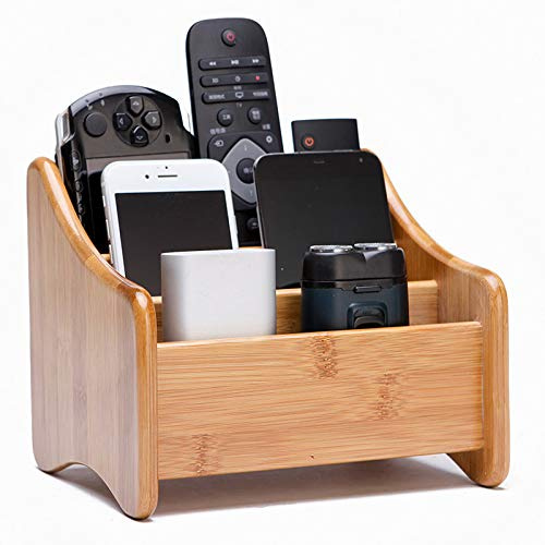 Holzsammlung Boîte de rangement de bureau, 3 Compartiments en Bambou Multi-Fonctionnels Organisateur Télécommande TV Home Articles divers, Rangement en bois boîte de Cosmétique #1