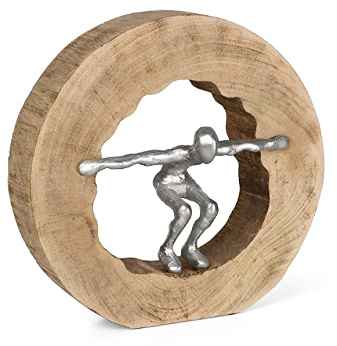 Moritz Skulptur Wage den Sprung I Sprung Wagen 28 x 27 cm I Mangoholz Holz Deko Figur I Wohnzimmer Dekoration I Tisch Deko I Skulpturen Deko Modern