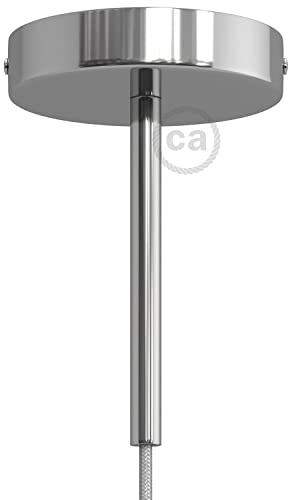 creative cables Kit rosone per lampadario da soffitto (serracavo da 15 cm, metallo color cromo, Ø 120 mm, 1 foro) – Chiusura a staffa – Ideale per lampada singola – Made in Italy