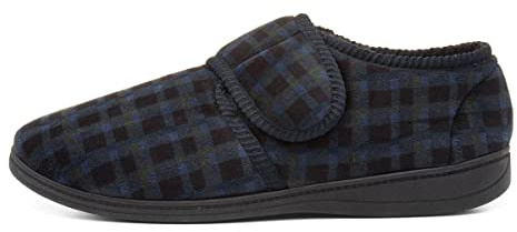 The Slipper Company Mens Navy Touch Fasten Slipper - Size 7 UK - Blue