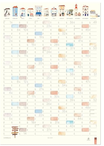 MEYCARD - A2H NETHERLANDS Wandkalender 2026, Hochformat DIN A2, Watercolor, Jahresplaner, gerollt