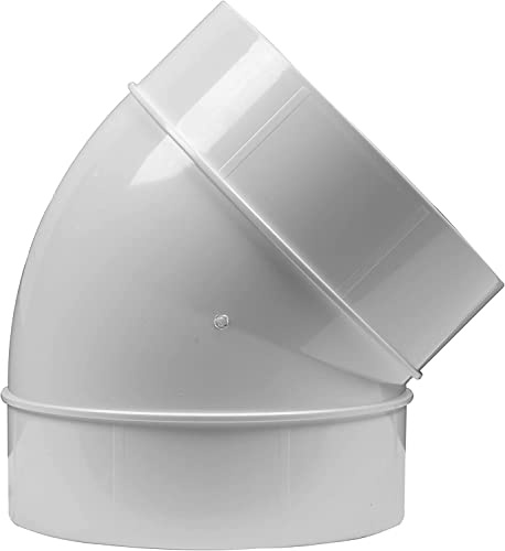 Vent Systems Ø 125 mm armbåge, 45 graders röranslutning, flexibelt runt rör, ventilationsslang ABS plast