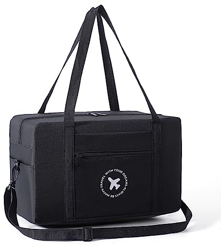 PALAMEA Equipaje de Viaje Plegable Equipaje de Mano Bolso de Viaje 40x25x20 Bolsa de Mano Ligera Bolsa Deporte Impermeable para Viajes Deportes Gimnasio Vacaciones Negro