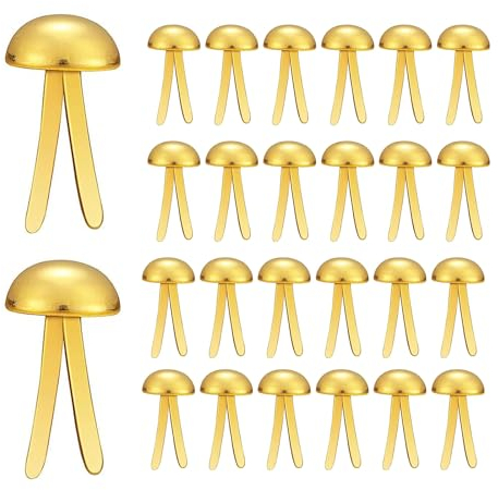 Comforty 100 Stück Musterbeutelklammer, Gold Musterklammern, Metall Rundkopfklammern Scrapbooking Brads, Messing Musterklammern Papierverschlüsse für Kartenherstellung Scrapbooking Basteln DIY