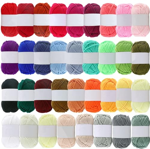 Yayatty Fil à Tricoter, 35 couleurs Laine en Arylique Ultra Doux, Laine à Tricoter, en Acrylique Pour Écharpes, Gants, Arts Faits à la Main (Multicolor 35)