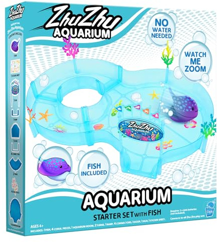 John Adams Zhu Zhu Pets | Zhu Zhu Aquarium Figur med 8 startlekset med fisk | elektroniska husdjur | Åldrar 4+