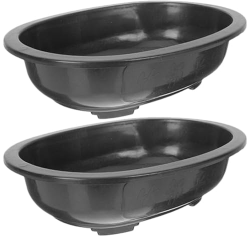 POPETPOP Pots À Bonsaï en Plastique 2 Pièces Pot De Formation De Bonsaï s De Fleurs en Plastique Planteurs Bol De Plante Ovale s De Pépinières avec Trou De Drainage 30 Cm