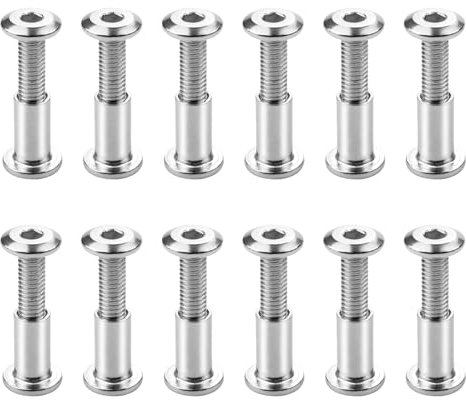 YunBey 12 Piezas Tornillos de Unión para Muebles M6x 20mm Tornillos de Conexión con Manguitos Tornillos de Unión para Conectores de Muebles Armarios Tableros de Madera