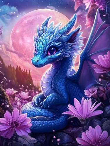 Bimkole 5D Diamond Paintinger För Vuxna Dinosaurie, Full Borrmålning Gör-det-själv Strass Broderi Set Färg Med Diamanter Kit Blomma Djur Korsstygn Hem Vägg Hantverk Dekoration 30x40 cm
