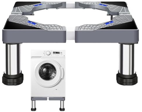 Washer Pedestal, Stainless Steel Dryer Stand Pedestal, Heavy Duty Washing Machine Riser with 4 Strong Feet, Laundry Pedestal for Home Appliance, Washer, Fridge, Refrigerator