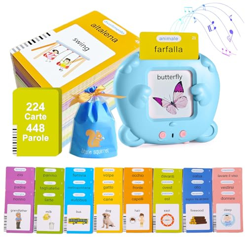 Cartas Parlantes Montessori Italiano (224 Cartas-448 Palabras), Tarjeta Parlante en Italiano, Juegos Educativos Niños de 2 a 6 Años, Juegos Montessori para Aprendizaje-3 Modo de Idioma-Italiano/Inglés