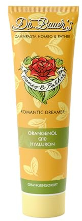 Dr. Bauer's Homeo & Pathie Zahnpasta Romantic Dreamer – Vegane Zahncreme ohne Menthol & SLS, Zahnpasta mit Hyaluron, Q10 & Vitamin B12 – Natürliche Zahnpflege mit Orangengeschmack (90ml)