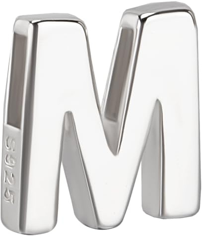 Beebeecraft Colgante con Letra M En Plata de Ley con Inicial En Forma de Letra Mayúscula Del Alfabeto para Hacer Joyas