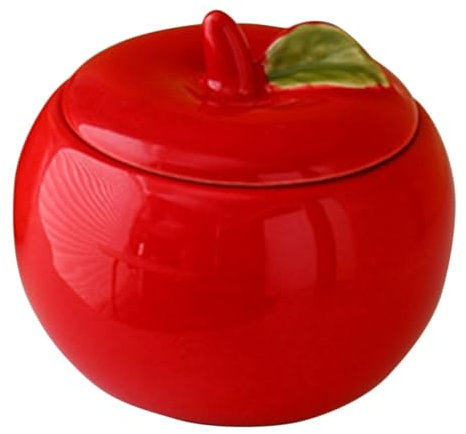 COLLBATH Christmas Apple Jar Tea Storage Jars Candy Dish with Lid Candy Jar with Lids Biscuit Tin Novelty Decorative Jars Coffee Jar Storage Tin Trinket Jars with Lids Cookie Red Ceramics