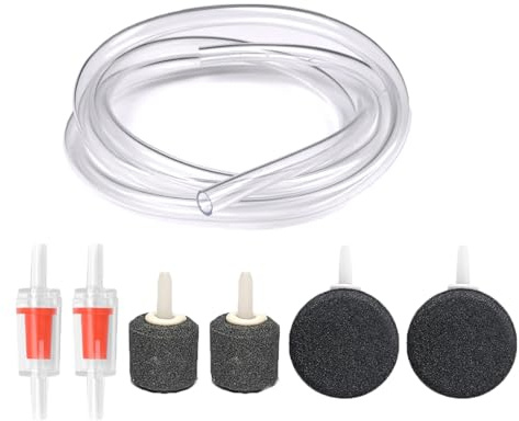 UtySty 7 Pack Aquarium Air Pump Airline Tubing Replacement with Aquarium Air Stones Aquarium Check Valves for Dual Outlet Aquarium Electric Air Pump Fish Tank Aerator Buckets Oxygen Air Bubbler
