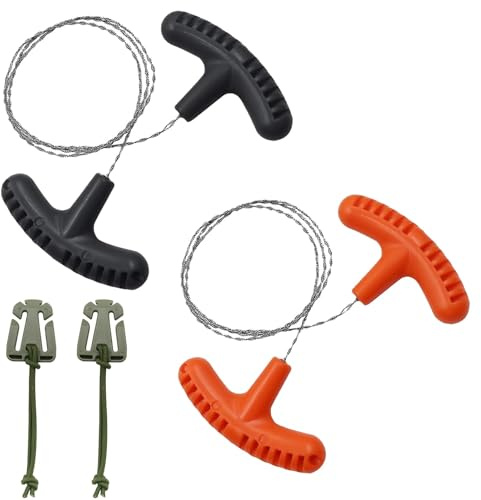 BRIOTA 3 sierras de alambre de acero inoxidable, 73,5 cm, sierra de cadena de mano, alambre de corte, sierra para exteriores, sierra pequeña para jardinería, exterior, camping, árbol, corte de madera,