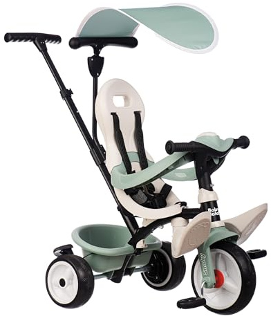 Smoby Life - Triciclo Baby Balade Progresivo 3 en 1, Sostenible, con Materiales Reciclados, Homologado, Freno de Estacionamiento, Barra Parental Ajustable, de 10 Meses a 3 Años (7600741405)