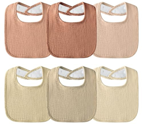 Kewlife gift Bavoirs Bébé - Mousseline de Coton Absorbant - Rectangle Réglables Doux Pour Garçons et Filles - Lot de 6.
