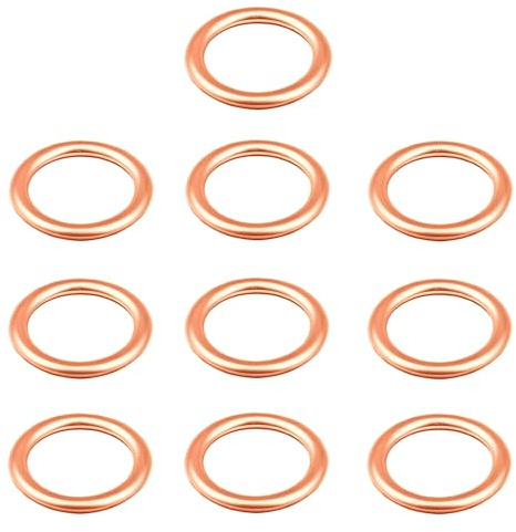 10PCS Arandela de Cobre, Junta Tapon Carter Aceite, Plana Arandela Cobre | Accesorios Hidráulicos para Tapones de Sumideros Agua Combustible (16x22x2mm)