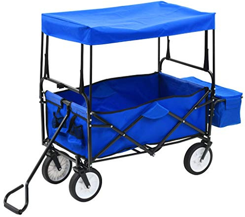 Sophrelle Carrello Pieghevole a Mano con Tettuccio in Acciaio Blu Rosso,147590