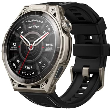 Amazfit Balance Ultra Montre Connectée GPS 49 mm, Écran AMOLED 1,5 avec Verre Saphir, Boîtier en Titane, Lampe Torche, 30 Jours d’Autonomie, NFC, 64 Go, Entraînement Hybride & HYROX, 180+ Sports
