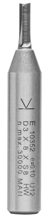 ENT 10352 Nutfräser VHW, Schaft (S) 8 mm, Durchmesser (D) 3 mm, NL 8 mm, SL 32 mm, GL 45 mm, mit VHW Grundschneide