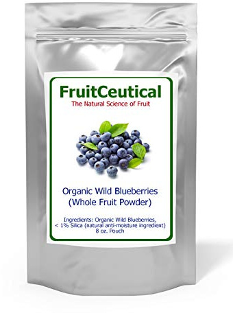 FruitCeuticals Organic Blueberry Powder Made with 100% Whole Fruit Wild Blueberries - 8oz Pouch (90 Day Supply)