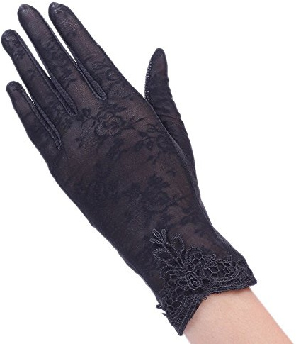 BXT Damen Sommer UV Sonnenschutz Handschuhe - Seide Touchscreen, Kurze Vollfinger Lace Fahren, Brautkleider, Anti-Rutsch, Atmungsaktiv