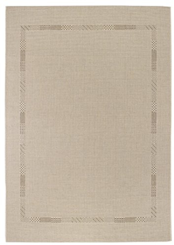 andiamo In- & Outdoor Kurzflor Louisville Webteppich ohne Flor Bordüre Teppich, Polypropylen, beige, 160x230