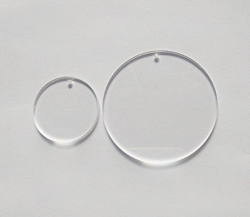 MEYA Uppsättning av 15 st högklara tomma akrylskivor, akryl-runt ark med hål 1/8 tum för nyckelringar, smycken gör-det-själv-hantverk (diameter 6,3 cm)