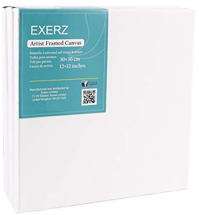 EXERZ Keilrahmen 30x30cm 5er Set, Gerahmte Leinwände für Kunst, 280 GSM, 1,7cm 100% Baumwolle, Dreifach Grundiert, Säurefrei, Mittelkörnig