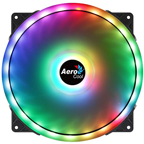 Aerocool Duo 20 ARGB LED PC Fan, 200 mm, 700 RPM, Curved Fan Blades for Maximum Cooling and Anti-Vibration Pads