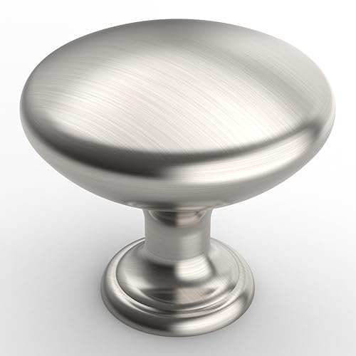 Furniware 12 Pack Cabinet Hardware Knobs, Kitchen Door Cabinet Brushed Satin Nickel Round Solid Knobs, 1.1 (28mm) Diameter