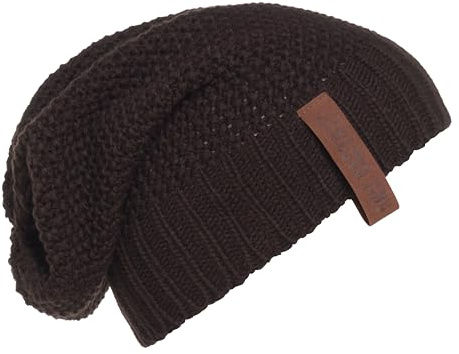 Knit Factory - Bonnet Coco - Bonnet Femme et Homme - Beanie Hiver - Bonnet Chaud - Bonnet tricoté - Marron Foncé - One Size - 30% Laine, 70% Acrylique